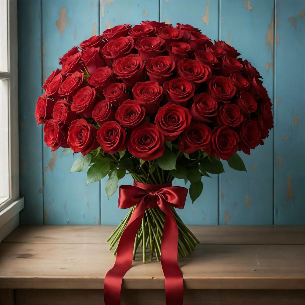 Букет Красные розы Блэк Меджик в Тайге