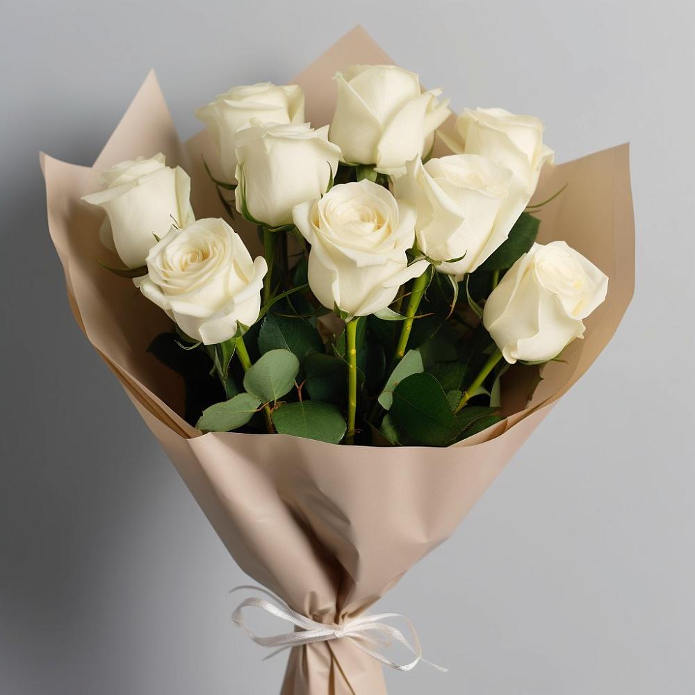 Букет 9 Белых роз Эдлесс Лав в Тайге