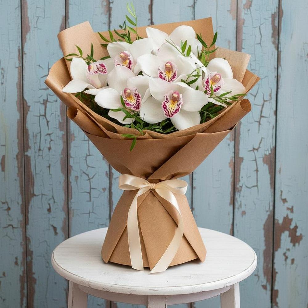 Букет цветов из: Орхидеи и Розы в Тайге