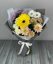 Букет цветов из:  Розы, Герберы и Хризантемы в Тайге