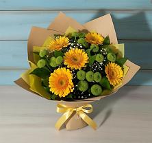 Букет цветов из:  Герберы и Хризантемы в Тайге