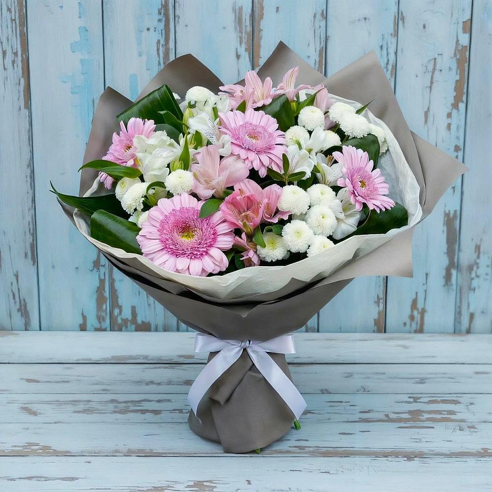 Букет цветов из: Герберы, Альстромерии и Хризантемы в Тайге