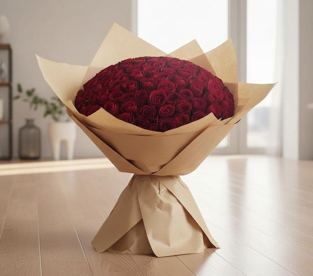 Букет 101 Красная роза в Тайге