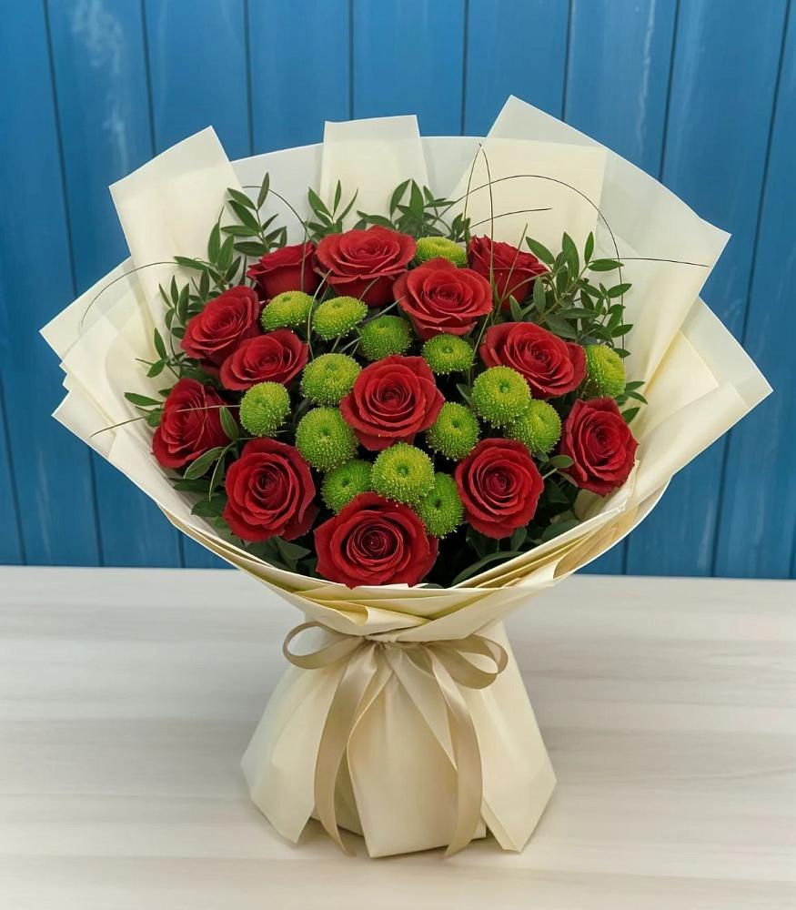 Букет цветов из: Розы и Хризантемы в Тайге